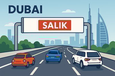 Dubai toll roads and Salik system illustration Dubai toll roads and Salik system illustration
